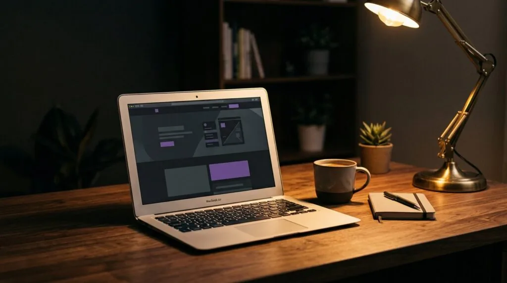 Clean small business website on a laptop